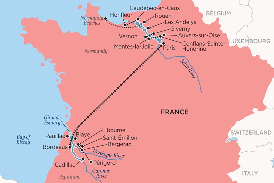 Bordeaux cruise map